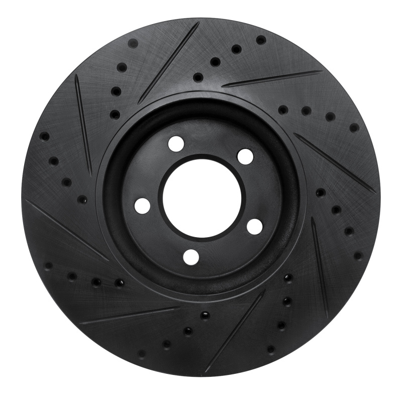 Jaguar S-Type Brake Rotor (1) - Front Right - R1 Concepts - Drilled & Slotted - Black - `06-`08